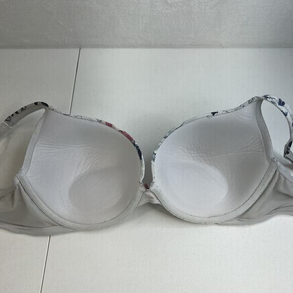 Cacique 44DD Bra Boost Plunge Underwire Floral Lace Cotton Full Figure Coverage - Picture 9 of 15